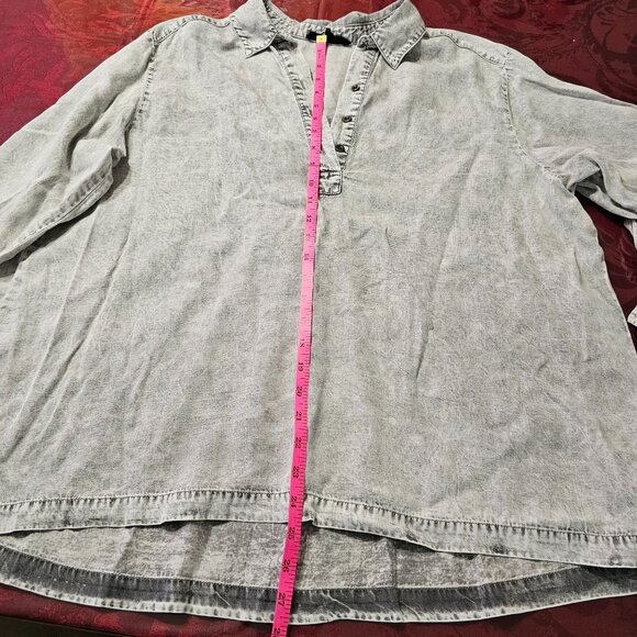 Jane & Delancey Vintage-Style Light Gray Washed Denim-Look Tunic Sz 1X Lagenlook - Picture 5 of 9